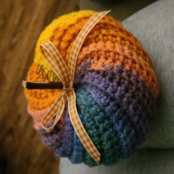Hand Crafted Other - Rainbow colors crochet pumpkin